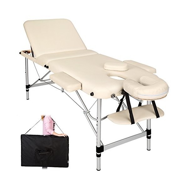 TecTake Table de Massage Pliante Aluminium Cosmetique Lit de Massage Portable + Housse de Transport - diverses Couleurs au Ch