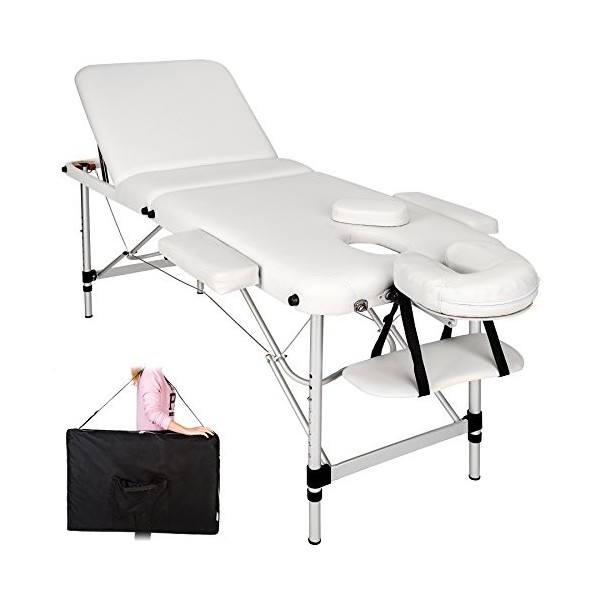 TecTake Table de Massage Pliante Aluminium Cosmetique Lit de Massage Portable + Housse de Transport - diverses Couleurs au Ch