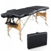 Alightup Table de Massage Pliante Professionnel en Bois, Lit Cosmétique 2 Sections Massage Portable Ergonomique, Noir