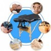 Alightup Table de Massage Pliante Professionnel en Bois, Lit Cosmétique 2 Sections Massage Portable Ergonomique, Noir