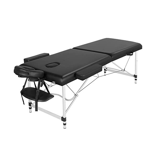 Yaheetech Table de Massage Pliante 2 Section 70 x 213 cm Lit de Massage Professionnelle Portable Aluminium Housse de Transpor