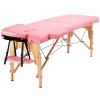 Abician Table de Massage Pliante en Bois et Similicuir Lit de Massage de 2 Sections Réglable en Hauteur avec Housse de Transp