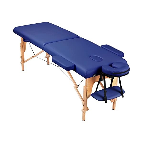 Abician Table de Massage Pliante en Bois et Similicuir Lit de Massage de 2 Sections Réglable en Hauteur avec Housse de Transp