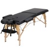 Abician Table de Massage Pliante en Bois et Similicuir Lit de Massage de 2 Sections Réglable en Hauteur avec Housse de Transp