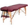 Abician Table de Massage Pliante en Bois et Similicuir Lit de Massage de 2 Sections Réglable en Hauteur avec Housse de Transp