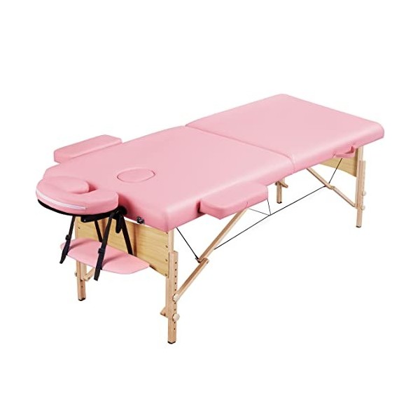 Yaheetech Table de Massage Pliante Lit de Massage Professionnel en 2 Sections en Bois Massif Table Canapé Cosmetique Thérapie