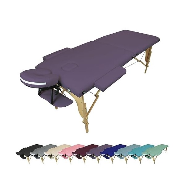 Vivezen - Table de Massage Pliante 2 Zones en Bois avec Panneau Reiki + Accessoires et Housse de Transport - Plusieurs Colori