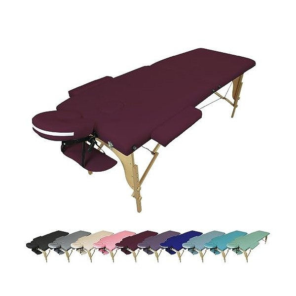 Vivezen - Table de Massage Pliante 2 Zones en Bois avec Panneau Reiki + Accessoires et Housse de Transport - Plusieurs Colori