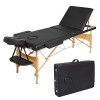 Meerveil Table de Massage, Pliante de 3 Sections Lit Cosmétique Pliante en Bois, avec l’Appui-Tête Amovible, Accoudoirs Régla