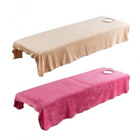 perfk 2pcs Drap de Lit Housse Spa Massage Traitement Table de Lit Drap Housse de de Massage/Camel + Rose