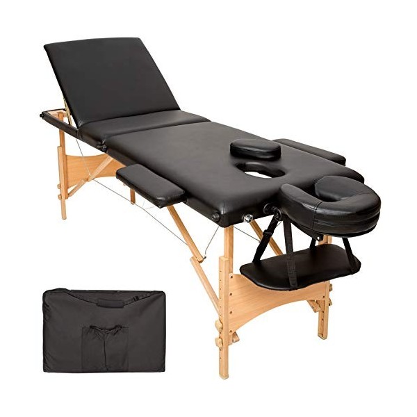 TecTake Table de Massage 3 Zones Pliante cosmetique lit de Massage Portable + Housse de Transport - diverses Couleurs au Choi