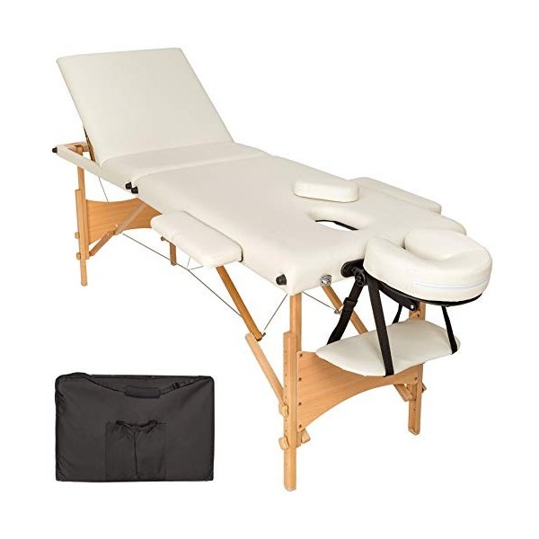 TecTake Table de Massage 3 Zones Pliante cosmetique lit de Massage Portable + Housse de Transport - diverses Couleurs au Choi