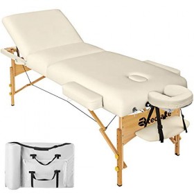 TecTake Table Lit de Massage Pliante Portable - diverses Couleurs au Choix Beige 
