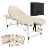 Vesgantti Table de Massage Pliante Portable Aluminium 3 Zones Lit Esthetique Professionnel Pliable Hauteur Réglable avec Hous