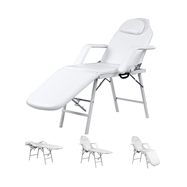 LIFEZEAL Table de Massage Pliante, Lit Cosmétique Pliant Professionnel, Hauteur Réglable, Lit de Massage Portable Beauté Come