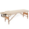 HOMCOM Lit/Table de Massage cosmetique Pliable en Bois 2 Zones Crème 