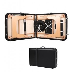 Careboda Table de Massage de Luxe 70 cm de Large 3 Zones avec 5 cm de Mousse de Haute densité 24 kg/m³ Pieds en hêtre Dur R