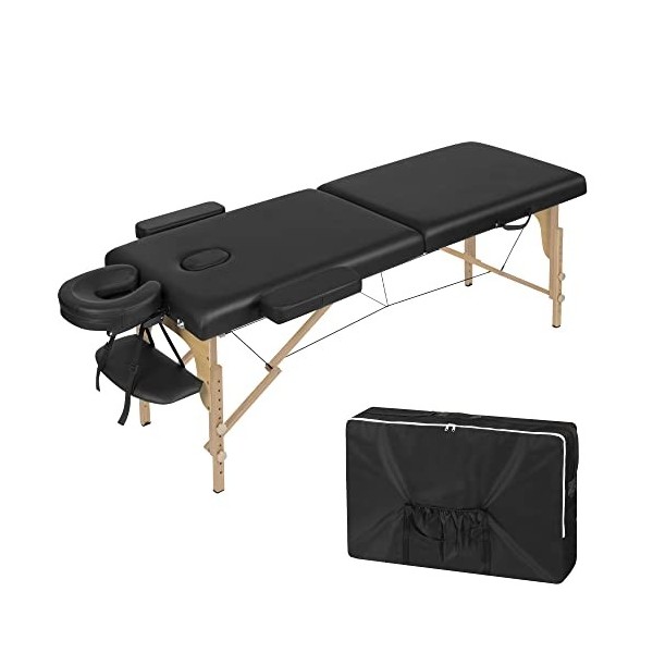 Lestarain Table de Massage Pliante Professionnelle, Lit de Massage Portable, Lit Esthétique en Bois avec Appui-tête et Sac de