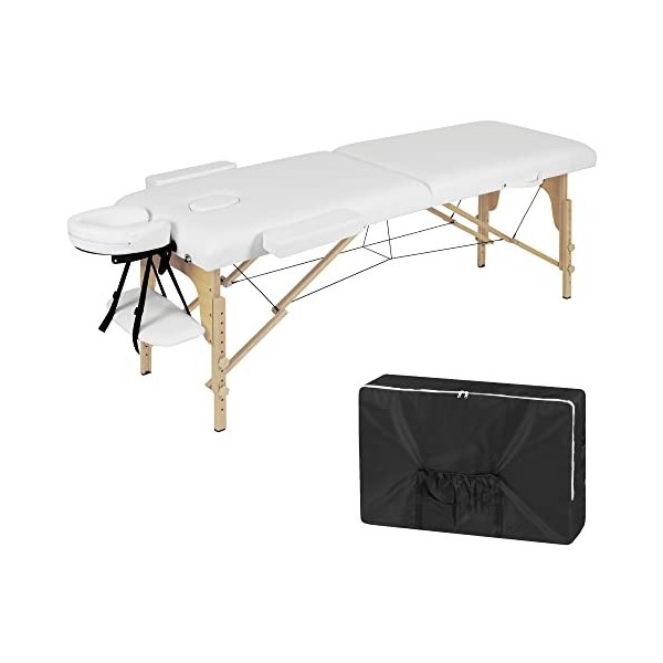 Lestarain Table de Massage Pliante Professionnelle, Lit de Massage Portable, Lit Esthétique en Bois avec Appui-tête et Sac de