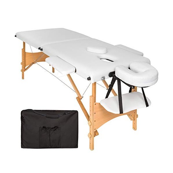 TecTake Table de Massage 2 Zones Pliante cosmetique lit de Massage Portable + Housse de Transport - diverses Couleurs au Choi