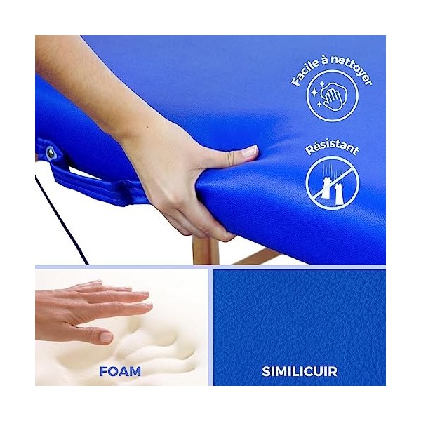 Mobiclinic, Table de Massage Pliante, Portable, CM-O1 Basic, 180x60 cm, Bois et Similicuir, 2 zonas, Marque européenne, Haute