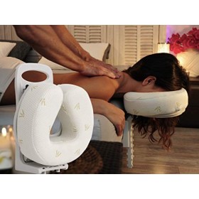 Appui-tête pour Massage allongé sur lit ou Assis Blanc avec motif vert 