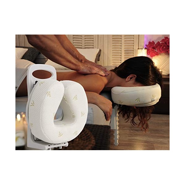 Appui-tête pour Massage allongé sur lit ou Assis Blanc avec motif vert 