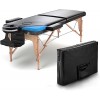 Fenixshop24 - Table de Massage Professionnelle 2 Zone en Bois de hêtre Pliable et transportable Hauteur réglable Compris Sac 