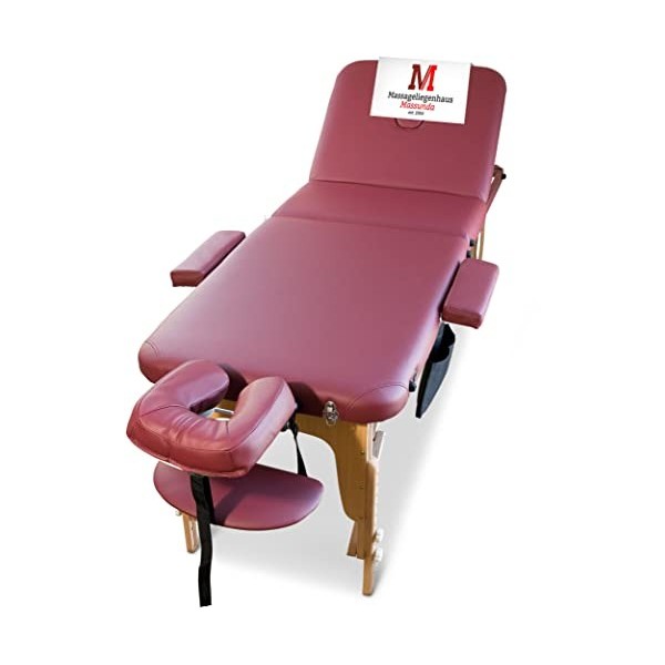MASSUNDA All INKL Chaise de Massage Pliante et réglable en Hauteur – Table de Massage Mobile en Bois Massif avec Housse en ép