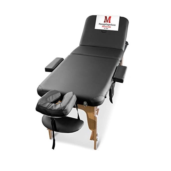 MASSUNDA All INKL Chaise de Massage Pliante et réglable en Hauteur – Table de Massage Mobile en Bois Massif avec Housse en ép