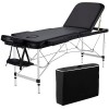 Abician Table de Massage Pliante en 3 Sections Lit Cosmétique en Similicuir avec Cadre en Alliage d’Aluminium Réglable à 8 Ha