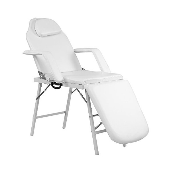 COSTWAY Table de Massage Pliante en Cuir PVC de 182cm, Lit de Massage Professionnelle Portable Dossier et Repose-Jambes Régla