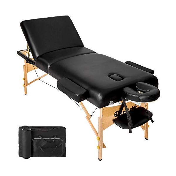 TecTake 800981 Table de Massage Pliante, Rembourrage Complet 7,5 cm, Table esthétique avec Housse de Transport et Appui tête 