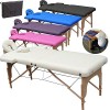 BELTOM Table de Massage 2 Zones Portables Cosmetique lit esthetique avec Panneau Reiki + Sac - Noir