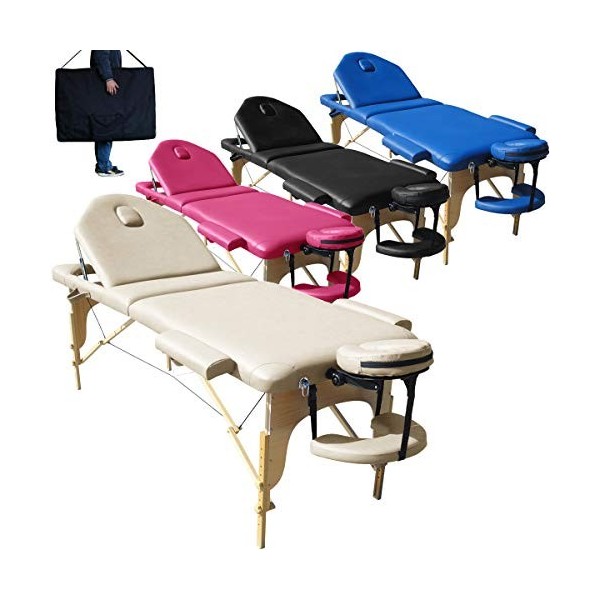 BELTOM Nouveau Modèle Table de Massage 3 Zones Portables lit esthetique Reiki + Sac - Rose