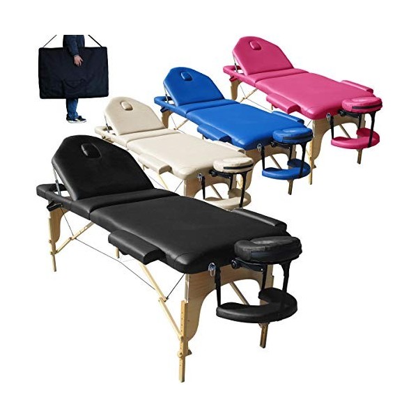 BELTOM Nouveau Modèle Table de Massage 3 Zones Portables lit esthetique Reiki + Sac - Rose