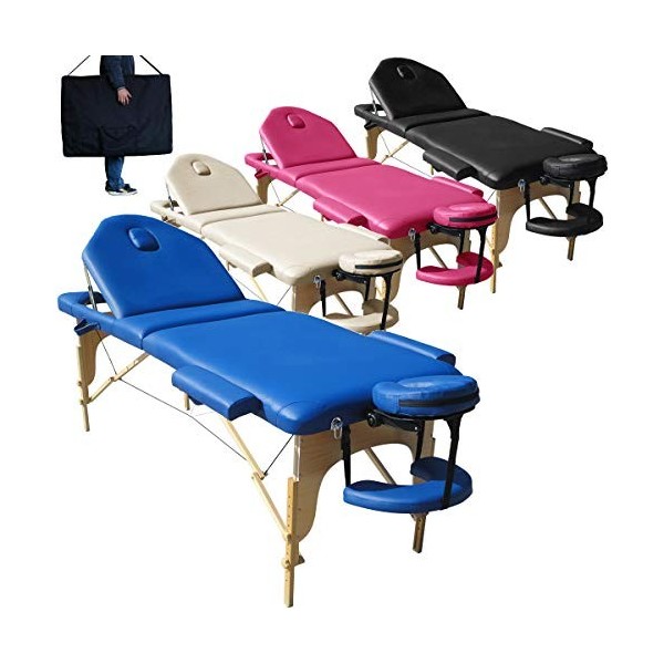 BELTOM Nouveau Modèle Table de Massage 3 Zones Portables lit esthetique Reiki + Sac - Rose