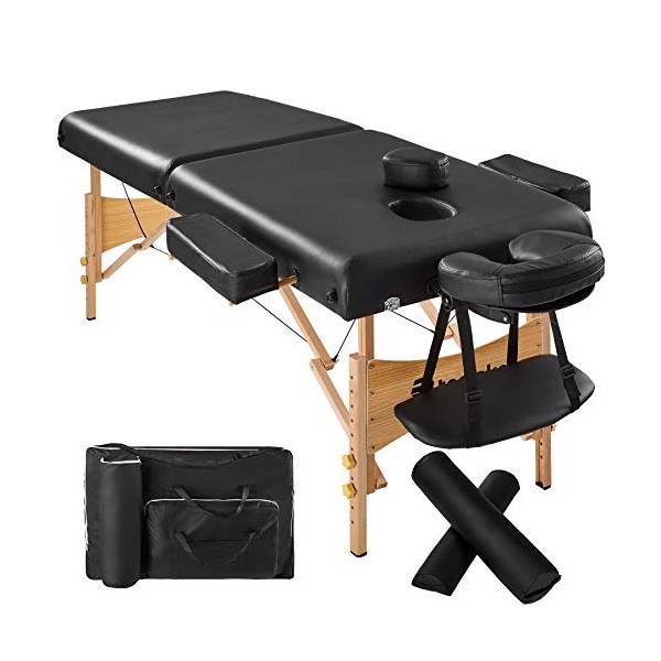 TecTake Table Lit de Massage Pliante Portable épaisseur de Coussin 7,5cm + Rouleau + Demi-Rouleau - diverses Couleurs au Choi