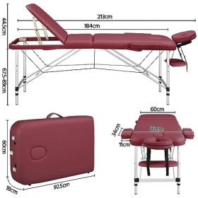 Yaheetech Table de Massage Pliante Professionnelle 3 Section 60 x 213 cm Lit de Massage à Hauteur Réglable Repose-tête Ergono