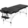 Abician Table de Massage Pliante 2 Sections en Alliage daluminium Réglable à 8 Hauteurs avec Têtière Accoudoirs Hamac Housse