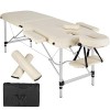 TecTake Table de Massage Pliante 2 Zones avec Rouleaux de Massage lit de Massage Banc de Massage – diverses Couleurs Beige 