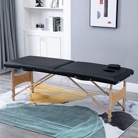 HOMCOM Table de Massage Pliante lit Table de beauté 2 Zones Portable Sac de tranport Inclus Hauteur réglable dim. 186L x 60l 