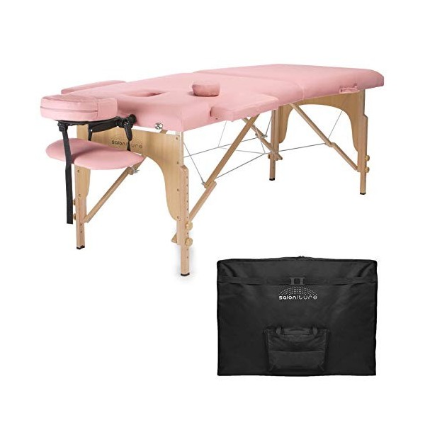 Saloniture professionnel Table de massage pliante portable avec housse de transport – Plusieurs coloris disponibles