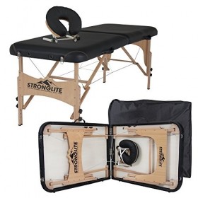 STRONGLITE Ensemble Table de Massage Shasta – Table de soin tout-en-un avec repose-tête réglable, coussin et sac de transport