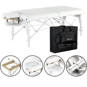 Master Massage - Montclair Therma Top - Table de massage portable avec mousse à mémoire de forme - 78,7 cm - Blanc neige