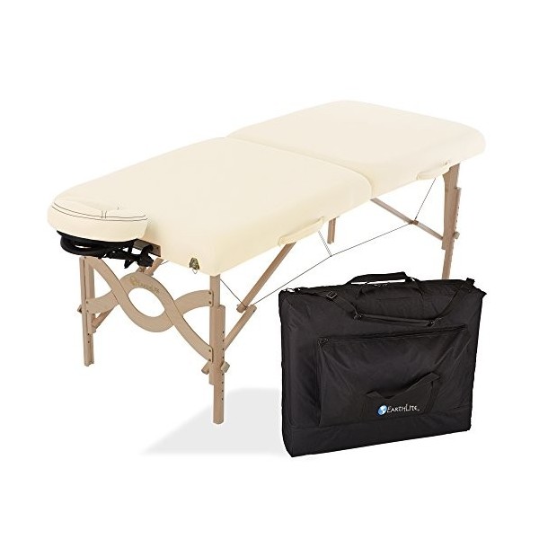 EARTHLITE Avalon Premium Table de massage portable - Incl. étui de rangement, têtière souple et autoajustable et coussin à mé