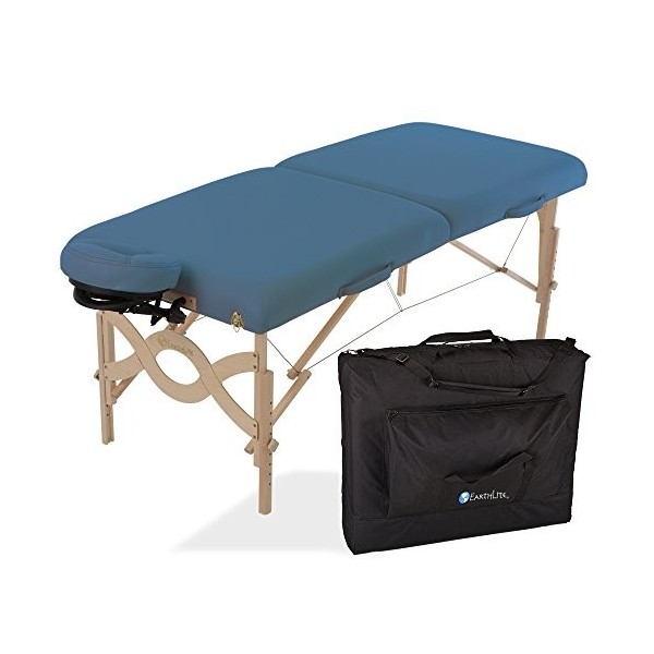 EARTHLITE Avalon Premium Table de massage portable - Incl. étui de rangement, têtière souple et autoajustable et coussin à mé