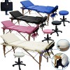 BELTOM Table DE Massage 3 Zones Reiki + Tabouret MANUCURE LIT ESTHETIQUE Pliante + Sac - Rose