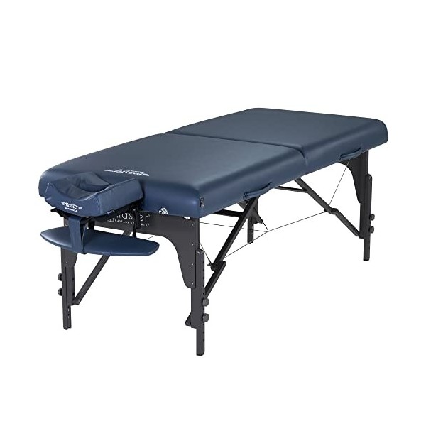 Master Massage Monclair Table de massage mobile Reiki Table de massage pliable en bois Bleu roi 71 cm