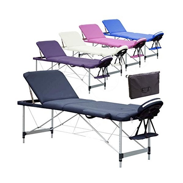 BELTOM Table de Massage 3 Zones Portables en Aluminium lit esthetique + Sac - Noir